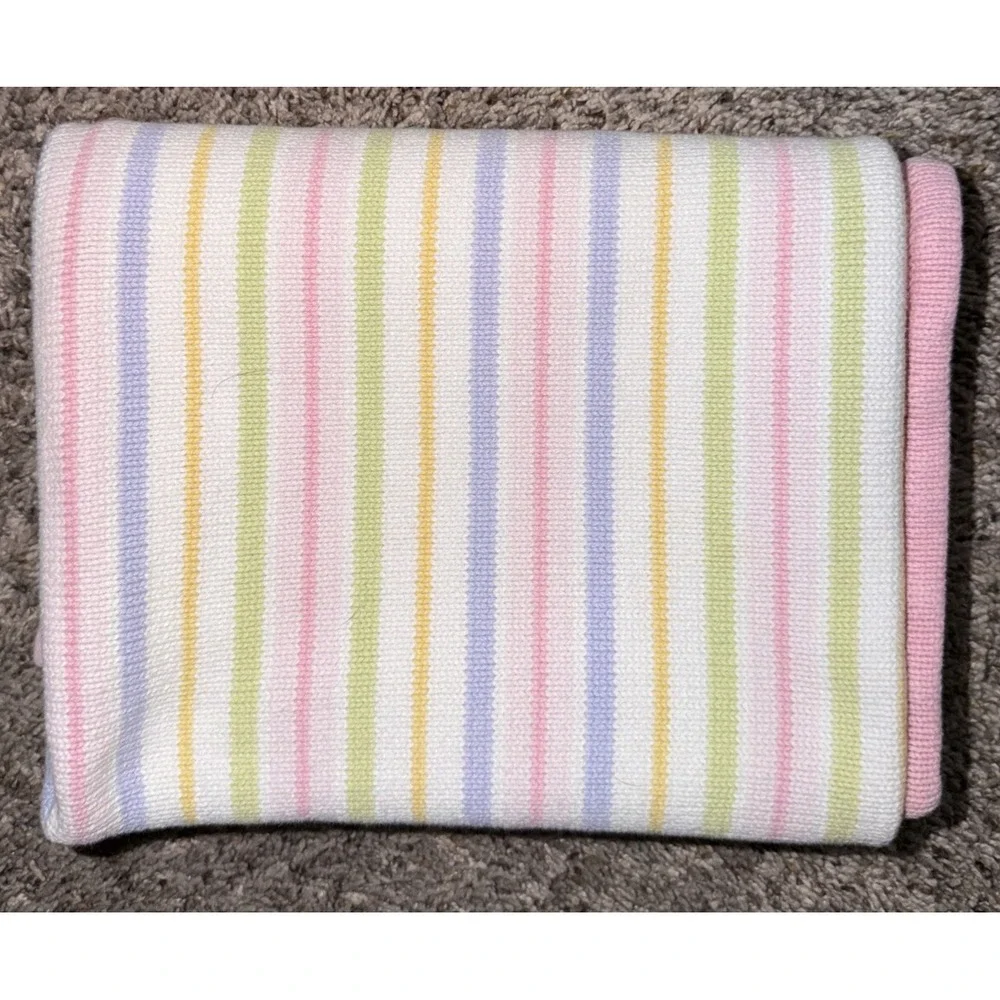 Circo Target Stripe Sweater Knit Baby Blanket Pink Yellow Blue Aqua Cotton